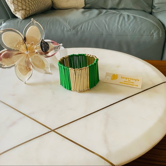 NWT Chic AMRITA SINGH Sylvana WATERFALL Bracelet in Evergreen and Gold - Picture 4 of 8